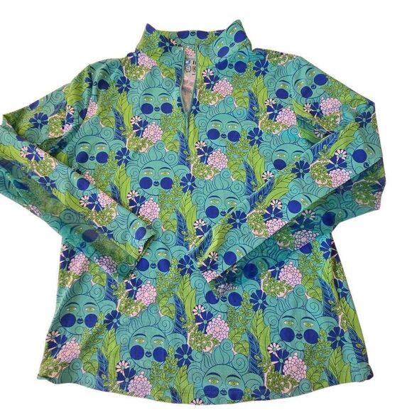 IBKUL Womens Athleisure Sun Protection Icefill Cooling Blue Print Long Sleeve Mo - Picture 4 of 10